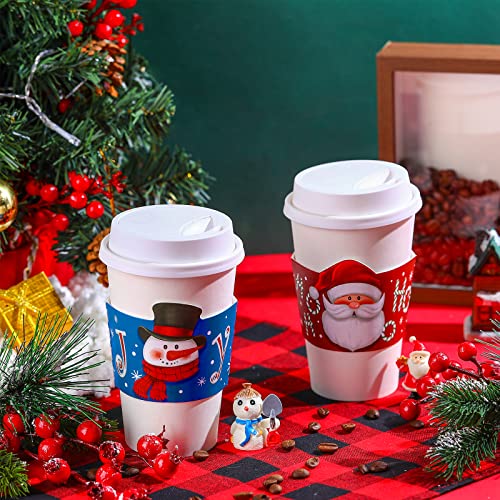 Faccito 120 Pack Christmas Coffee Cup Sleeves for 12 oz & 16 oz Hot Drinks