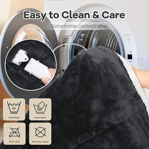 Heated Wearable Blanket with Foot Pocket & Sleeves - Electric Throw