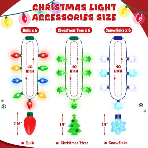 18Pcs Christmas Lights Necklace Set - Festive Holiday Party Favors & Decorations