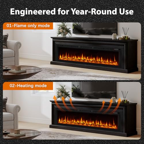 70-Inch Fireplace TV Stand with Electric Fireplace Insert and Mantel