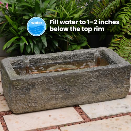 Rustic Water Fountain with Copper Tubing - Faux Stone Garden Decor