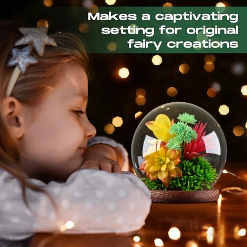 4-Piece Glass Display Dome Set with Wood Base, 5.9-Inch Clear Globe Case