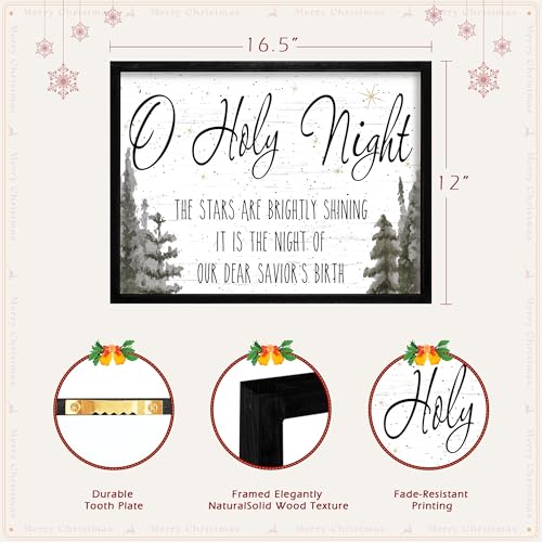 Ronasip Framed Christmas Wall Decor - Black, 12 x 16.5 Inches, Rustic Holiday Sign