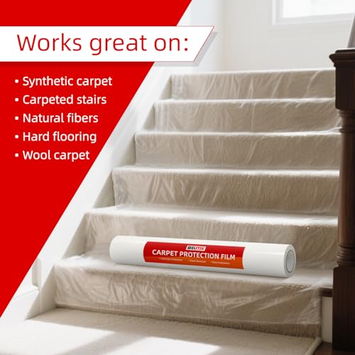 Clear Carpet Protector Film 24" x 200' - Heavy Duty Self-Adhesive Plastic Roll
