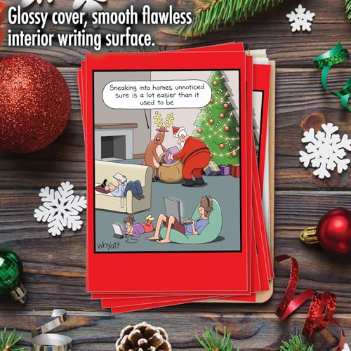 NobleWorks Christmas Card Pack - Sneaking Into Homes Holiday Humor (12 Pack)