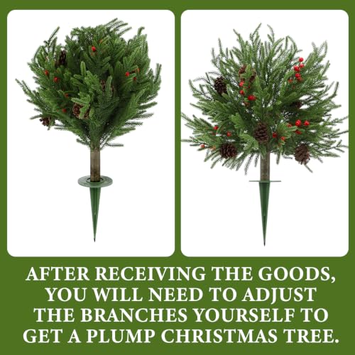 Canlierr 2-Pack 24-Inch Artificial Christmas Topiary Ball Trees for Outdoor Decor
