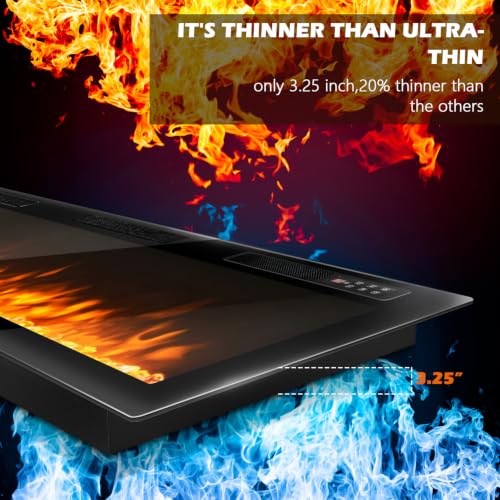 72-Inch Ultra-Thin Electric Fireplace Recessed Wall Mounted Linear Heater