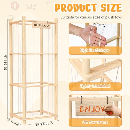 Woodure Wooden Stuffed Animal Storage Zoo & Toy Holder for Playrooms