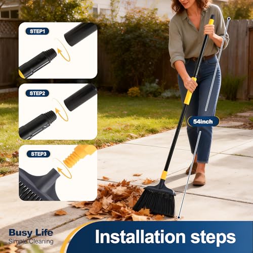 Heavy-Duty Commercial Outdoor Broom - 54-Inch Long Handle, 13-Inch Head