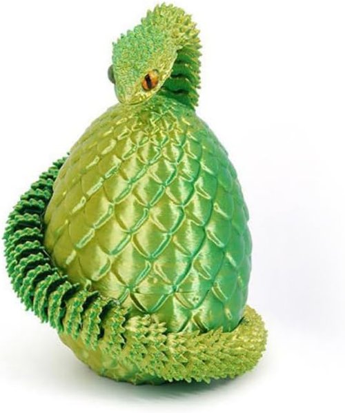 3D Printed Luminous Green Dragon Egg - Articulated Crystal Dragon Home Office Décor