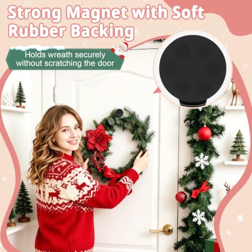 Heavy Duty Magnetic Wreath Hanger for Metal Front Door, 2-Pack, Black