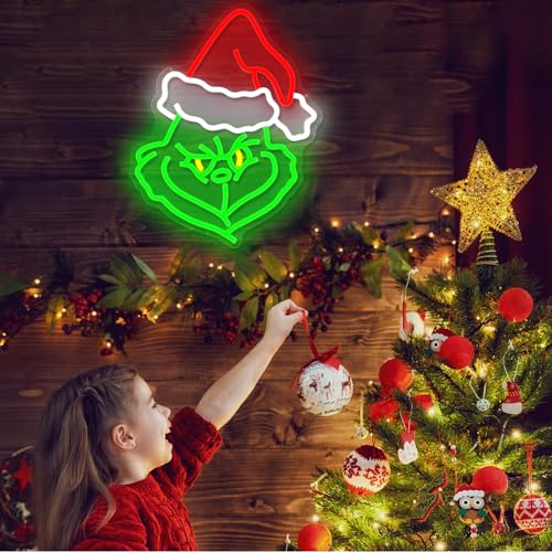 JanHune Christmas Cartoon Neon Sign - Dimmable LED Wall Light for Holiday Decor