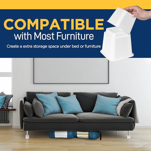 Furniture Risers Set - 4 Non-Slip Bed & Sofa Leg Elevators