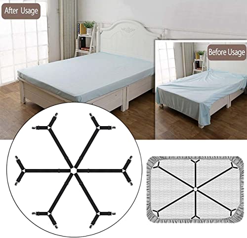 Adjustable Bed Sheet Holder Straps - 6 Way Clips for All Mattresses