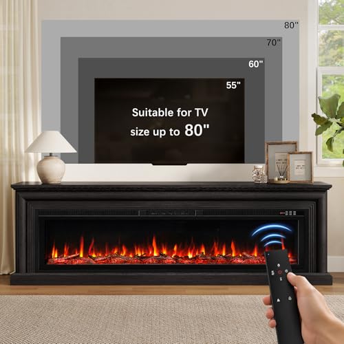 70-Inch Fireplace TV Stand with Electric Fireplace Insert and Mantel
