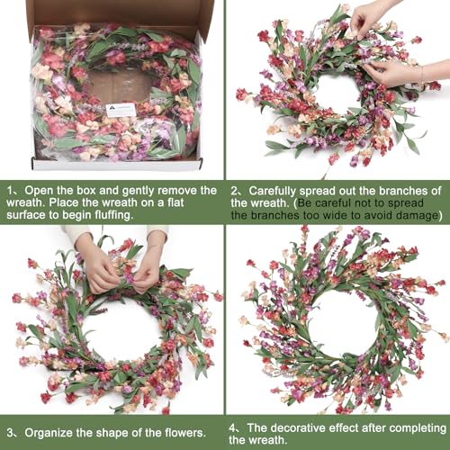 24-Inch Decorative Front Door Wreath for All Seasons Indoor Outdoor Decor