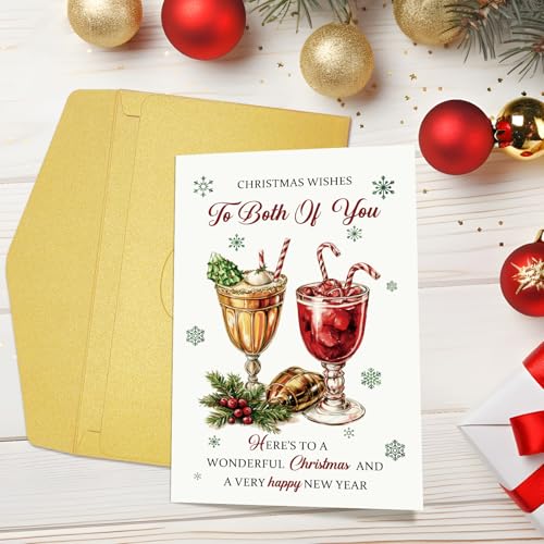 Chenive Christmas Card for Couples - Christmas Wishes to Both of You, Holiday Greeting Card