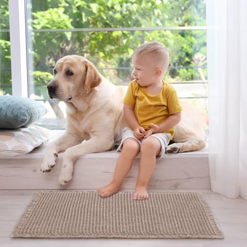 ZALL Tan Waffle Bath Mat - 18x30 Super Absorbent Non-Slip Rug