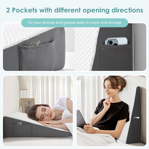 7.5-Inch Bed Wedge Pillow for Sleeping & Pain Relief - Cooling Memory Foam