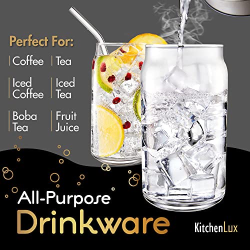 16 oz Can Shaped Glass Cups, Set of 12 Clear Beer Can Glasses for Drinks