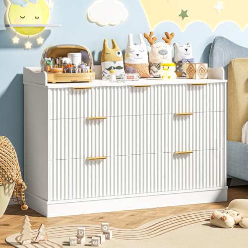 Vabches 7-Drawer Baby Dresser with White Finish, Kids Nursery Storage Organizer