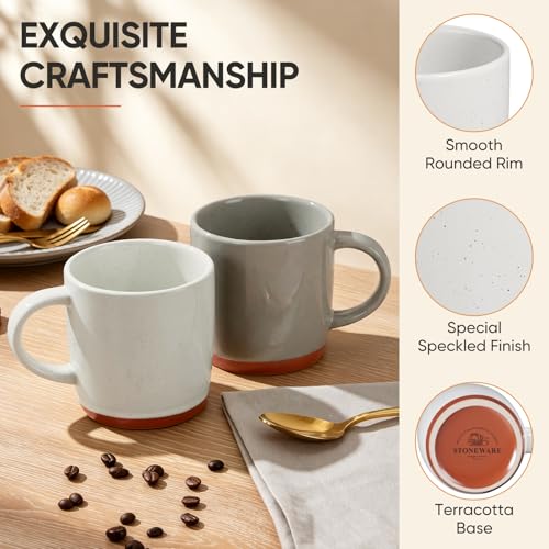 Speckled Multicolor Ceramic Coffee Mug Set of 4, 12oz Modern Farmhouse Cups