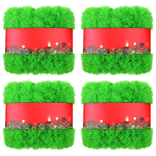 4 Pack Lime Green Christmas Garland (65.6 ft each, 262 ft total) Non-Lit PET Greenery for Indoor/Outdoor Decor