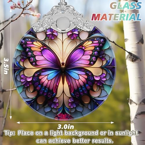 Jocidea Butterfly Stained Glass Christmas Ornament - Holiday Tree Decor