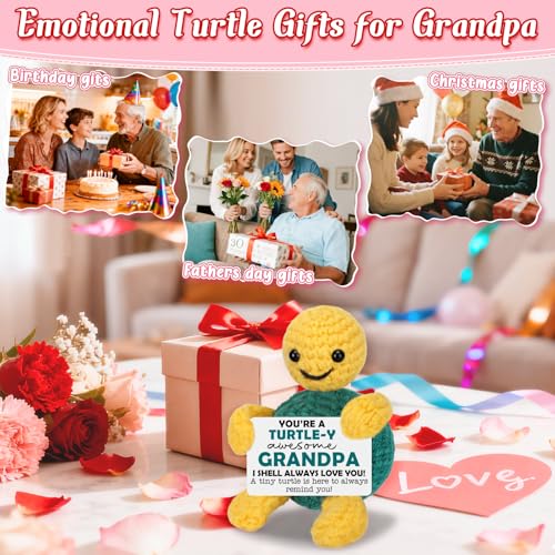 NeverNerve Grandpa Crochet Turtle — Funny Grandkids Gift for Grandfather, I Love You Retirement, Grandpa Variation