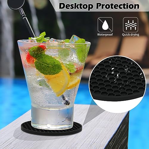 8-Pack Silicone Drink Coasters with Holder - Non-Slip Table Coaster Set
