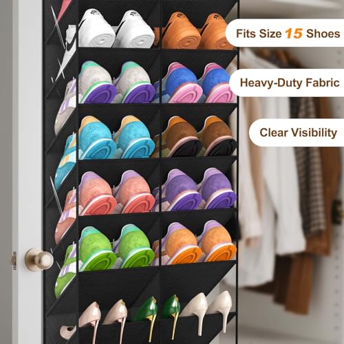 UVIAHOMI Over the Door Shoe Organizer 10-Tier Hanging Shoe Storage Clear Pockets