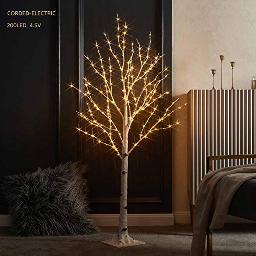 4FT Lighted Birch Twig Tree with 200 LED Fairy Lights for Holiday Decor