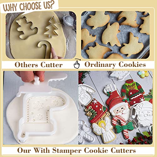 Flycalf Cool Snowman Christmas Cookie Cutters with Plunger Stamp, 3.5" Holiday Baking Mold