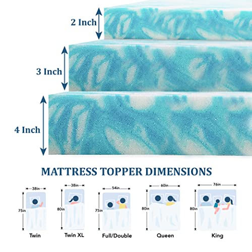 MLILY 3 Inch Twin Memory Foam Mattress Topper Cooling Gel Infused
