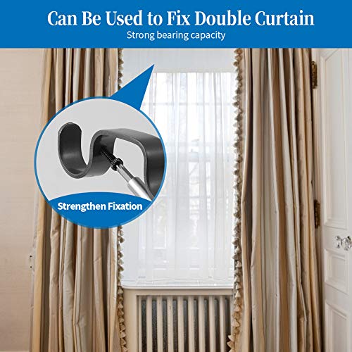 Heavy Duty Adjustable Double Curtain Rod Brackets for 1 Inch Rods, 2 Pack