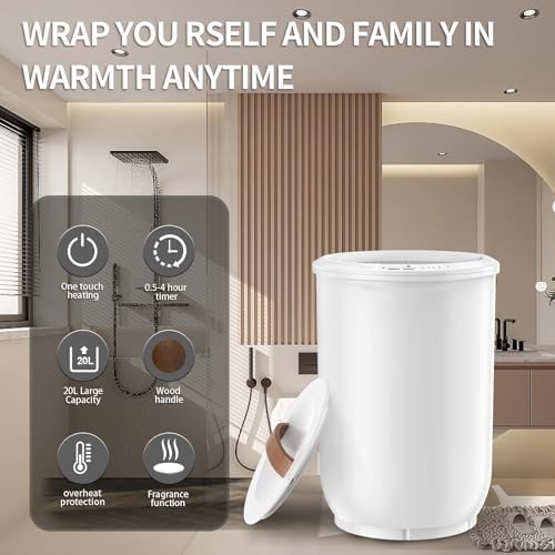 Flyhit Snow White Large Heated Towel Warmer for Bathroom - Auto Shut Off, Fits Up to Two Oversized Towels