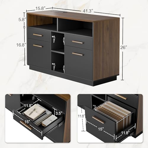 71-Inch L-Shaped Executive Standing Desk with Storage and File Cabinets