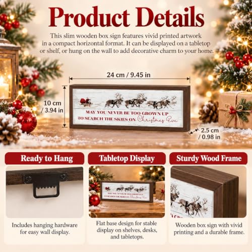 BQL Christmas Reindeer Decor Sign multicolor 9.5x3.1 in – Inspirational Wood Plaque