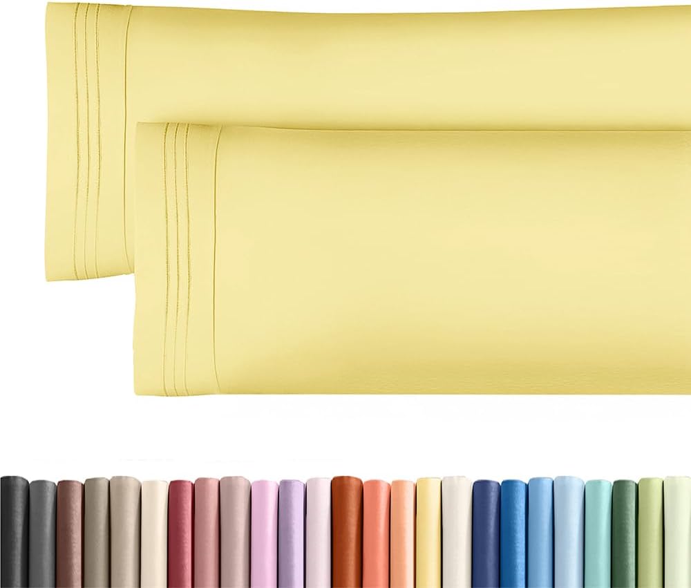 Skiennix Body Pillowcases Set of 2 | Soft 20x54 Long Pillow Covers for Side Sleepers - Wrinkle-Free, Machine Washable, Yellow