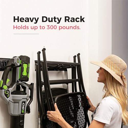 Garage Tool Organizer Wall Mount 48-Inch Storage Rack with Adjustable Hooks