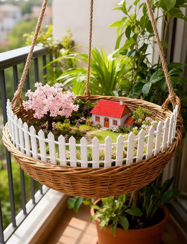 3-Piece Mini Wood Picket Fence for Christmas Village and Fairy Gardens