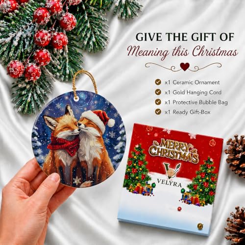 Velyra Fox Christmas Ornament 2026 Couples Woodland Animal Love Gift