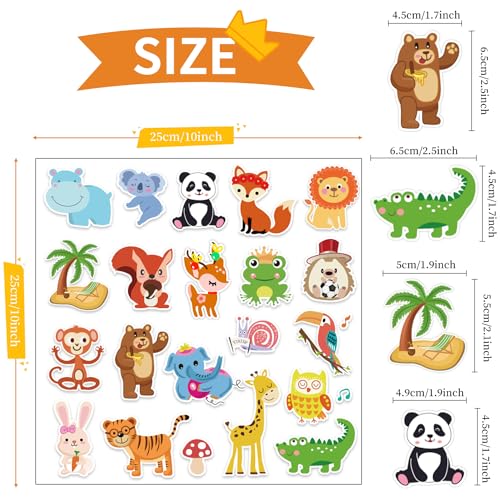 Jungle Animals Window Clings - 21 PCS Reusable Gel Stickers for Kids
