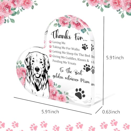 Golden Retriever Gifts for Dog Lovers Heart Acrylic Plaque - Thank You Mom Appreciation