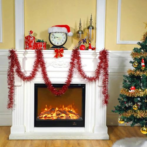 Multicolor Metallic Twist Tinsel Garland Set - 6 Rolls, 90 ft Total