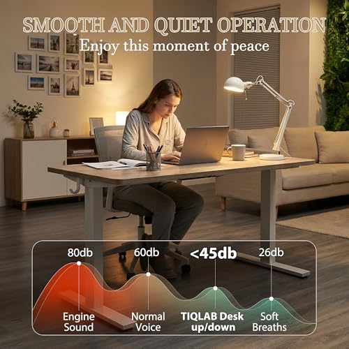 Electric Adjustable Sewing Table, 63" x 24" Standing Craft Desk with Memory