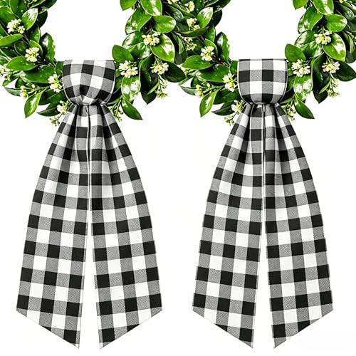 2 Pack Buffalo Plaid Wreath Sash Vintage Front Door Ribbon