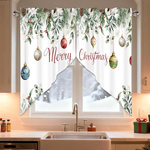 AYTTBIS Christmas Swag Curtain Valance 36x36 in, 2 Pack Red