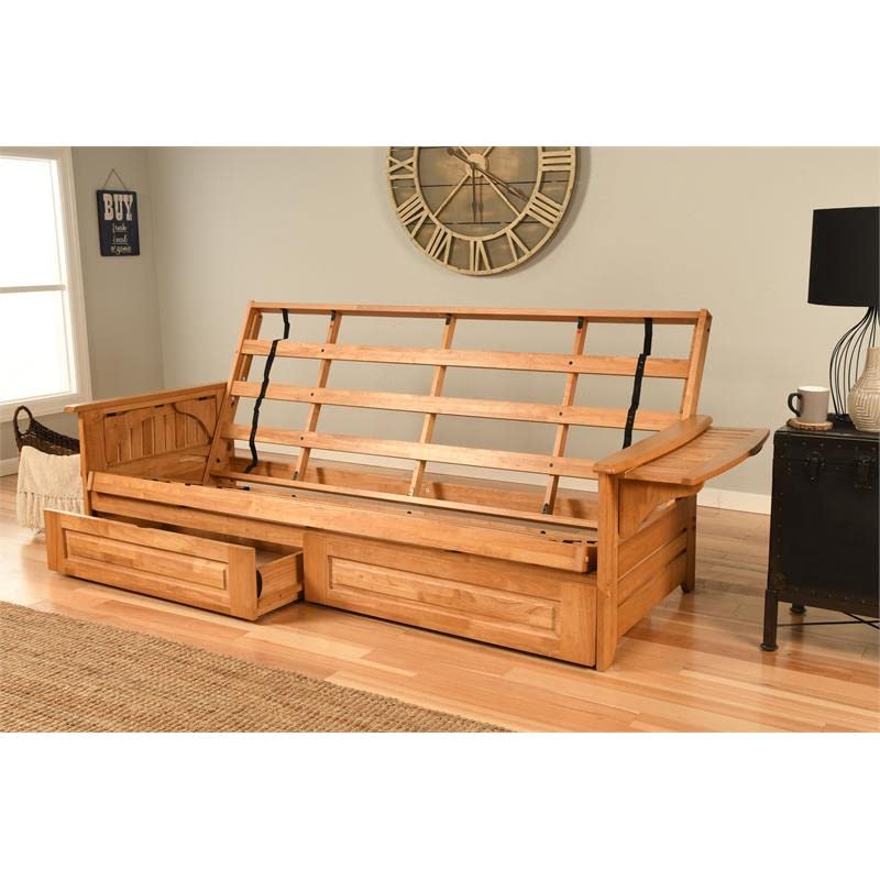 Kodiak Furniture Phoenix Queen Butternut Wood Storage Futon with Mattress