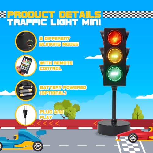 11-Inch Traffic Light Lamp with Remote, LED Color-Changing Room Decor